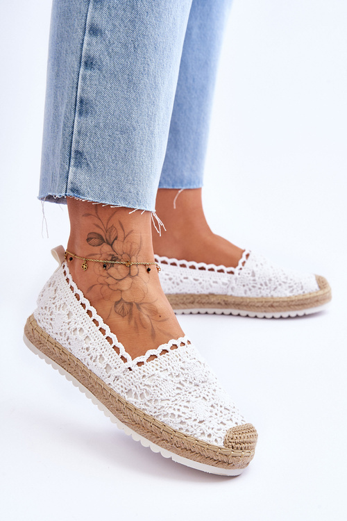 Lace Slip On Espadrilles White Blanco