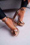 Women's Platform Stiletto Sandals Pink Gold Huran