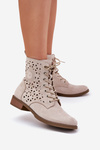 Boots With Perforated Pattern With Zip Light Beige Serfina