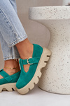 Suede Loafers With Buckle Zazoo 20183 Green