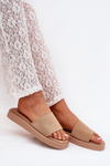 Ladies Platform Slippers Made Of Eco Suede Dark Beige Jorina