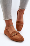 Mokasyny Damskie Z Łańcuchem Błyszczące Camel Aredilla 9988-73