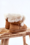 Children's Youth Warm Snow Boots Brown and White Roofy