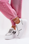 Ladies Sneakers On Platform White-Black Ofenale