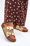 Women's sandals on cork platform with buckles golden Vesina