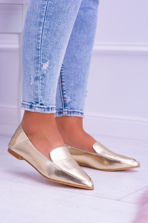 Gold Mirrored Mokassins Women's Lu Boo Mireldo