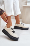 Damskie Buty Sportowe Platforma Skóra Naturalna 41470 Vinceza Beżowe
