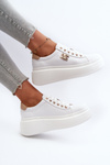 White Women's Leather Platform Sneakers Pernalia