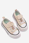 Girls Sneakers With Golden Applique Bear Beige Solena