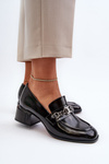 Black Patent Leather Court Shoes with Block Heel S.Barski MR38-960