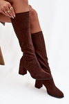 Women's High Heel Boots Made of Eco Suede Chocolate Yelisse