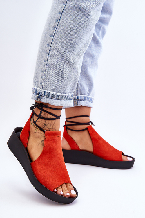 Suede Wedge Sandals Nicole 2743 Orange