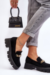 Classic Suede Loafers On A Chunky Platform Black Catch Me!