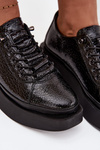 Leather Patent Ladies Platform Shoes Artiker 57C2041 Black