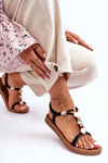 Women's Decorated Sandals Black Kushi