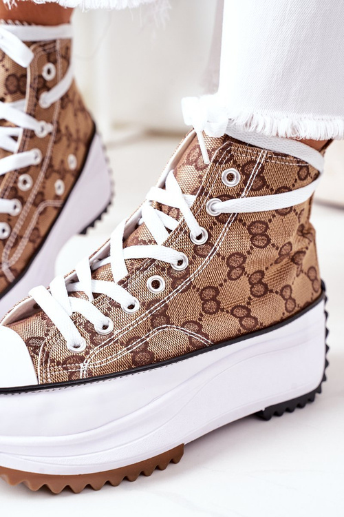 High Sneakers On A Platform Brown Electric Love