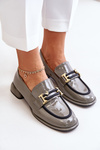 Lacquered Women's Loafers On A Block With Decoration Artiker 55C0412 Gray