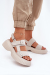 Leather Women's Platform Sandals Beige Mertella