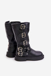 Boots Ankle Boots Girls With Buckles Eco Leather Black Rinetha