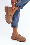 Chunky Women's Loafers With Chain Beige Dataia