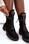 Leather Ankle Boots with Jewellery Embellishment Black Marx 
