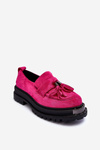 Women's Suede Loafers Moccasins Fuchsia Ramvli