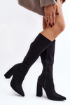 Women's Black Over-the-Knee Boots with Chunky Heel Fatuma