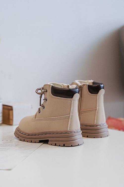Children's Trapper Boots with Zip Beige Bansi