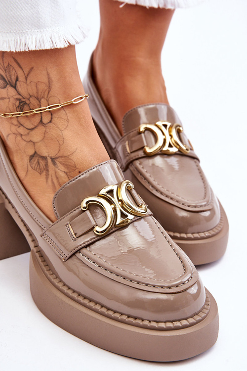 Fashionable Brogues Pumps On Massive Heels Beige Imani