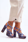 Leather Heels Sandals Maciejka 06084-17 Navy Blue