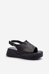 Women's Leather Platform Sandals D&A SJ2301-2 Black