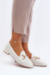 Women's Flat Heel Moccasins with Embellishment White Iluvana