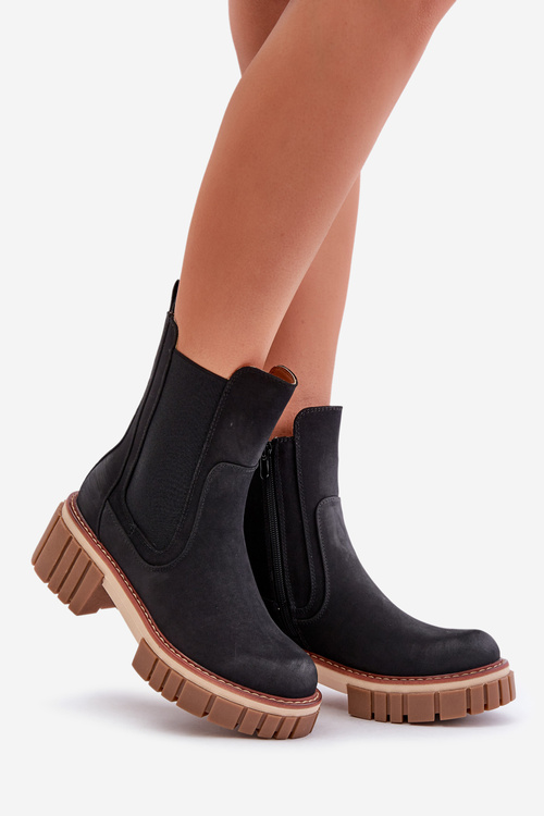 Ankle Boots With Zip Insulated Black Linneviae