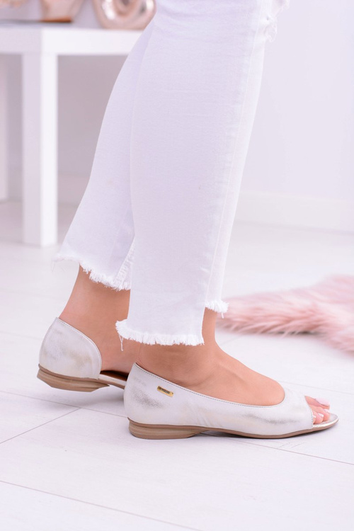 Leather Beige Maciejka Peep Toe Verma Ballerinas