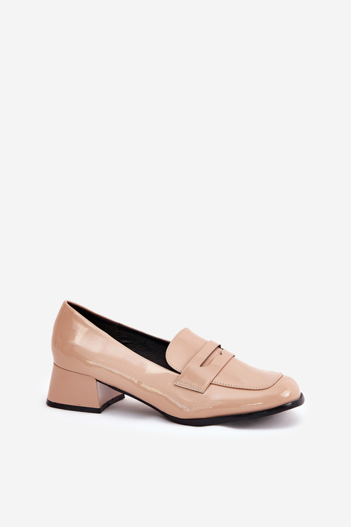 Lacquered Low Heel Pumps Nude Selenith
