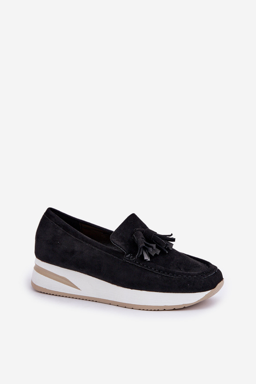 Moccasins On A Delicate Wedge Eco Suede Black Challavia
