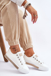 Women's Low Sneakers With Jets White-Beige Demira