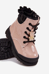 Patent Leather Children's Boots Lined with Clip Bear Beige Fionessa