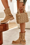Openwork Booties With A Zipper With A Chain Beige Chantelle 