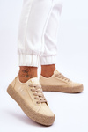 Fashionable Braided Sneakers Lee Cooper LCW-23-31-1795L Beige