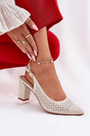 Perforated Sandals With Pointed Toes On A Heel Sergio Leone SK163 Pearl