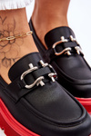 Leather Loafers With Decoration GOE LL2N4040 Black-Red