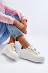 Women's platform sneakers with white embellishments Herbisa