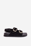 Women Sandals With Buckles Black Seladith