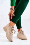 Sneakersy Buty Sportowe Skarpetkowe Ciemnobeżowe Nolene