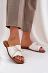 Flat Sole Slippers With Decorative Bow White Deonelis