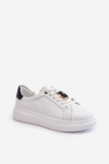 Women's Leather Sneakers with Bear White Mirven
