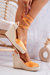 Espadrilles Sandals On A Wedge Orange Terrific