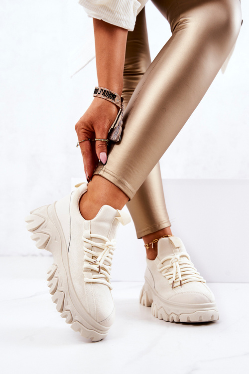 Damskie Sportowe Buty Sneakersy Jasnobeżowe Miles