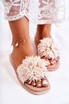 Women's Suede Slippers With Decoration Beige Giorgia